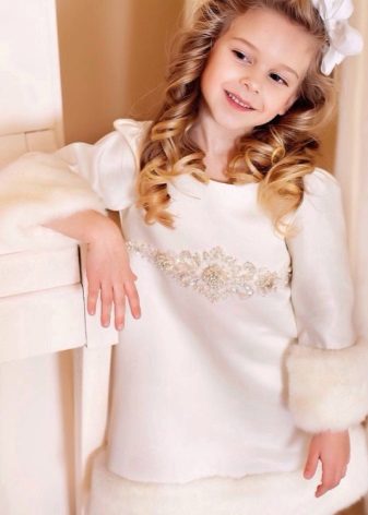 Winter dress with fur trim for girls