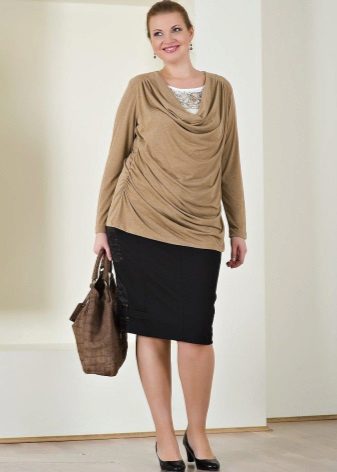  full women pencil skirt and draped blouse