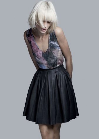  slim leather sun skirt