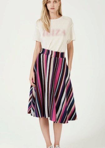 vertical striped color skirt