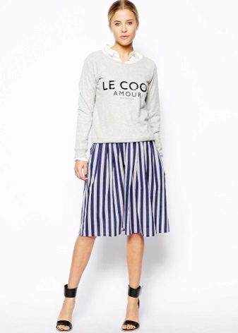 white and blue vertical striped skirt