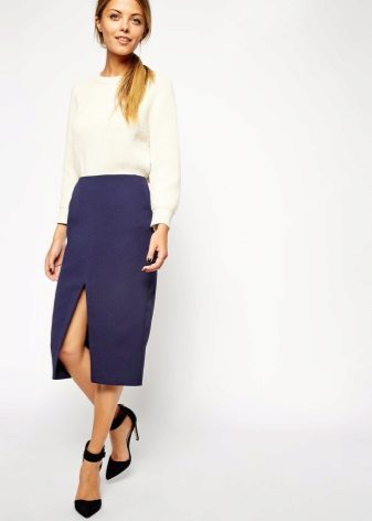 Slit skirt and sweater