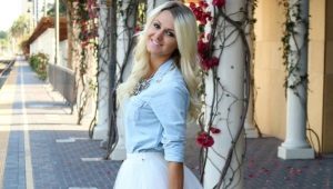 Denim shirt with a skirt