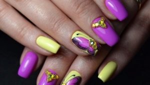 Features of yellow-violet manicure