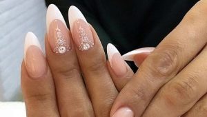 French manicure on almond shaped nails