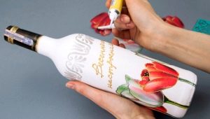 Decoupage champagne bottles: ideas and work instructions