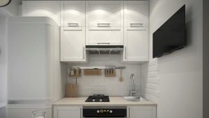 Interesting kitchen design options 6 sq. m with a refrigerator