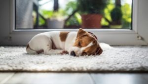 How much time do dogs sleep per day and what affects this?