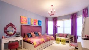 Options for interior design of a bedroom for a girl