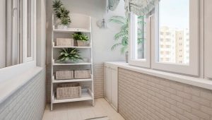 Design of a balcony and loggias with a brick wall
