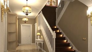 Design a hallway with a staircase in a private house