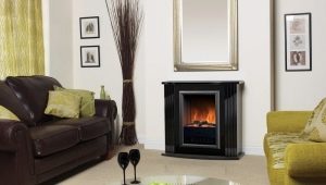 Electric fireplace in the living room interior