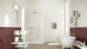 Glossy bathroom tiles: varieties, design options and selection tips