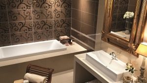 Brown tile for the bathroom: features and design options