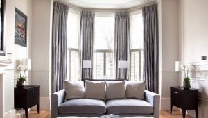 Curtains on the bay window in the living room