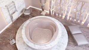 Round bathtubs in the interior