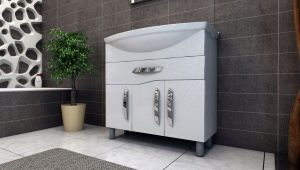 Floor standing tables for a bathroom: types, sizes and selection rules