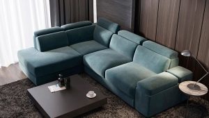 Corner sofas with an ottoman: types, sizes and choices