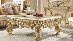 Beautiful carved tables in the interior
