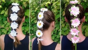 How to create a ribbon using the kanzashi technique and weave it into a braid?
