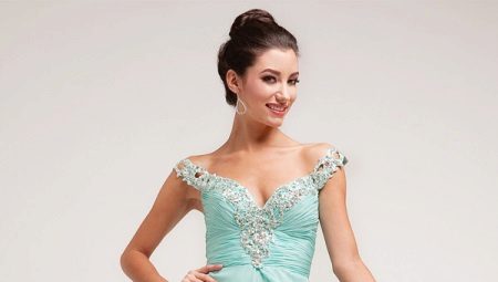 Mint color evening dress