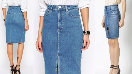 Denim pencil skirts