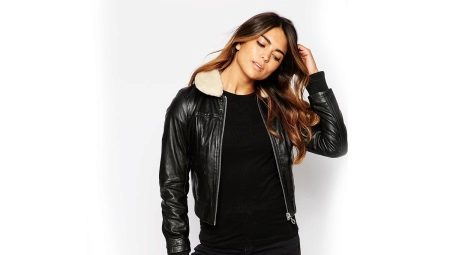 Leather bomber jacket