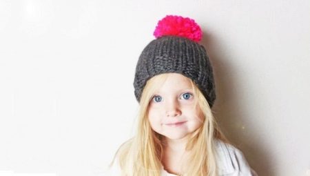 Children's hats with pompons