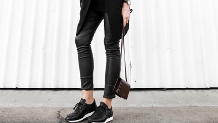 Black leather sneakers