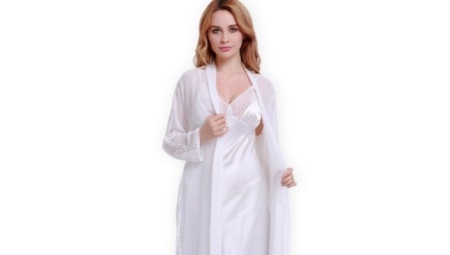 White silk bathrobe