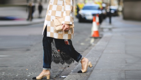 Beige and black shoes