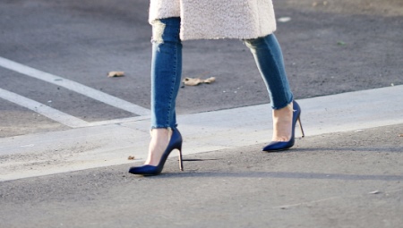 Blue and black shoes