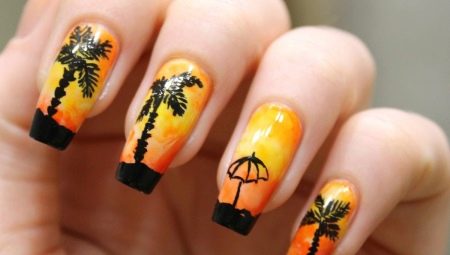 Black-orange manicure: charm and attractiveness
