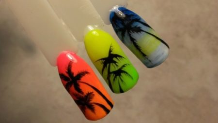 How to draw a palm tree on nails?
