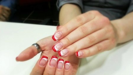 Red and White French Manicure