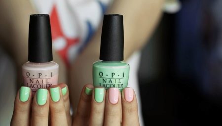 Fashion trends for creating pink-green manicure