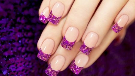 Original manicure design ideas in pale purple
