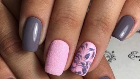 Design options for gray-pink manicure