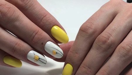 Yellow-white manicure: the best ideas for design and decor