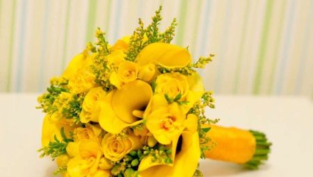 Yellow bridal bouquet: choice of flowers and their combinations