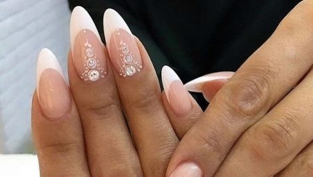 French manicure on almond shaped nails