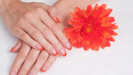 Ideas for designing a French manicure in orange tones