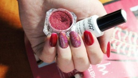 How to make a manicure with gel polish with sparkles?