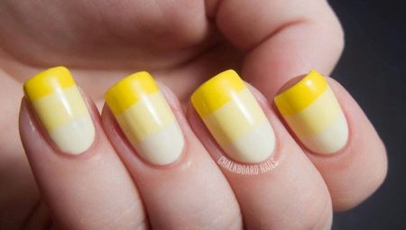 Yellow gel polish manicure
