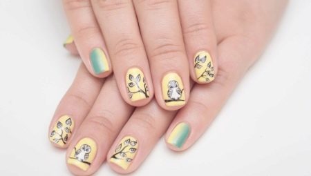 Stylish design ideas for manicure with owls.