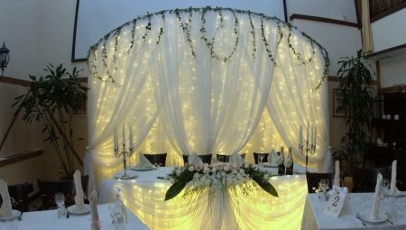Decoration of the wedding table of the bride and groom