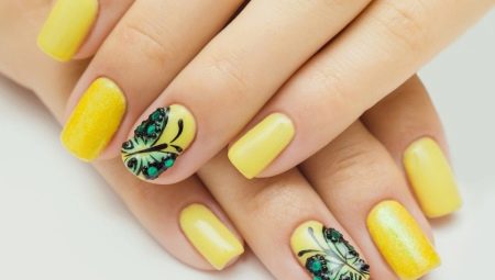 Features of yellow manicure on short nails
