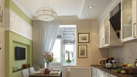 Kitchen design 9 sq. m with balcony