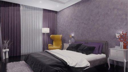 Purple curtains in the bedroom: a variety of shades and selection rules