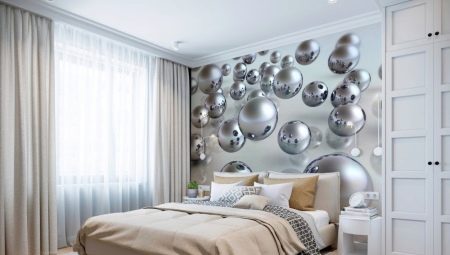 Wall mural in bedroom interior